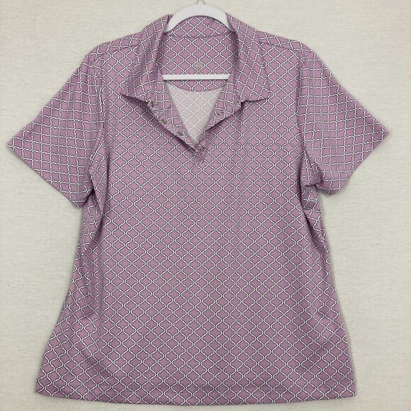 Tail Purple Geometric Print Active Stretch Short Sleeve Polo Shirt size XL - Picture 1 of 9